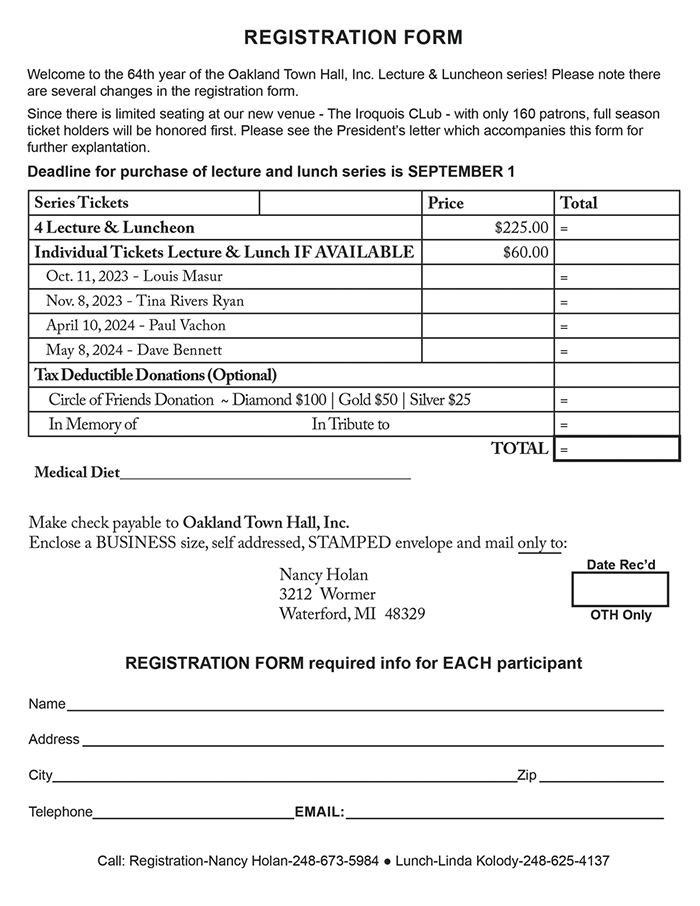 Oakland Town Hall Registration